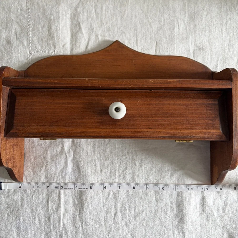 Convertible Wooden Wall Shelf with Interior Hanging Rods Vintage